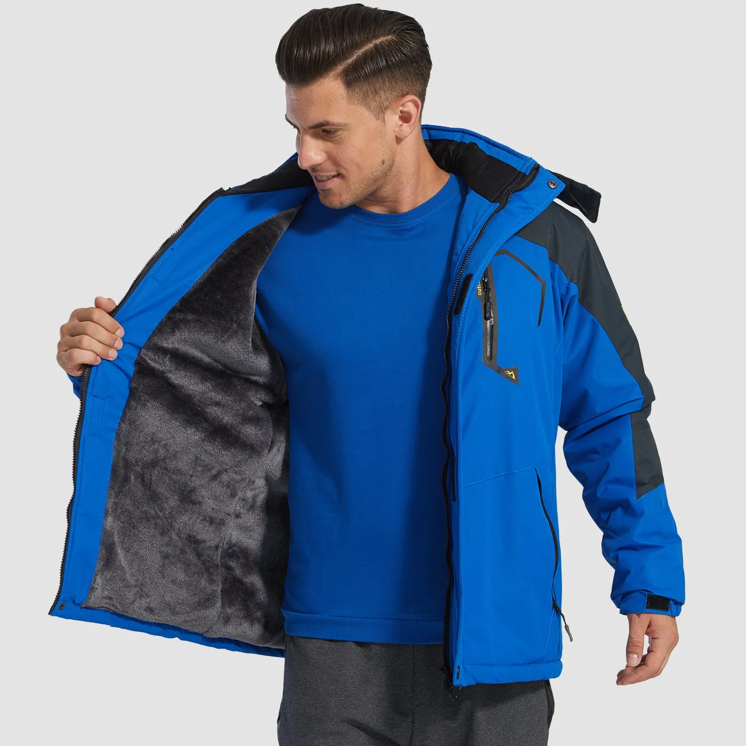 Men's Winter Jacket Water Repellent Ski Snow Jacket Warm Fleece Coat